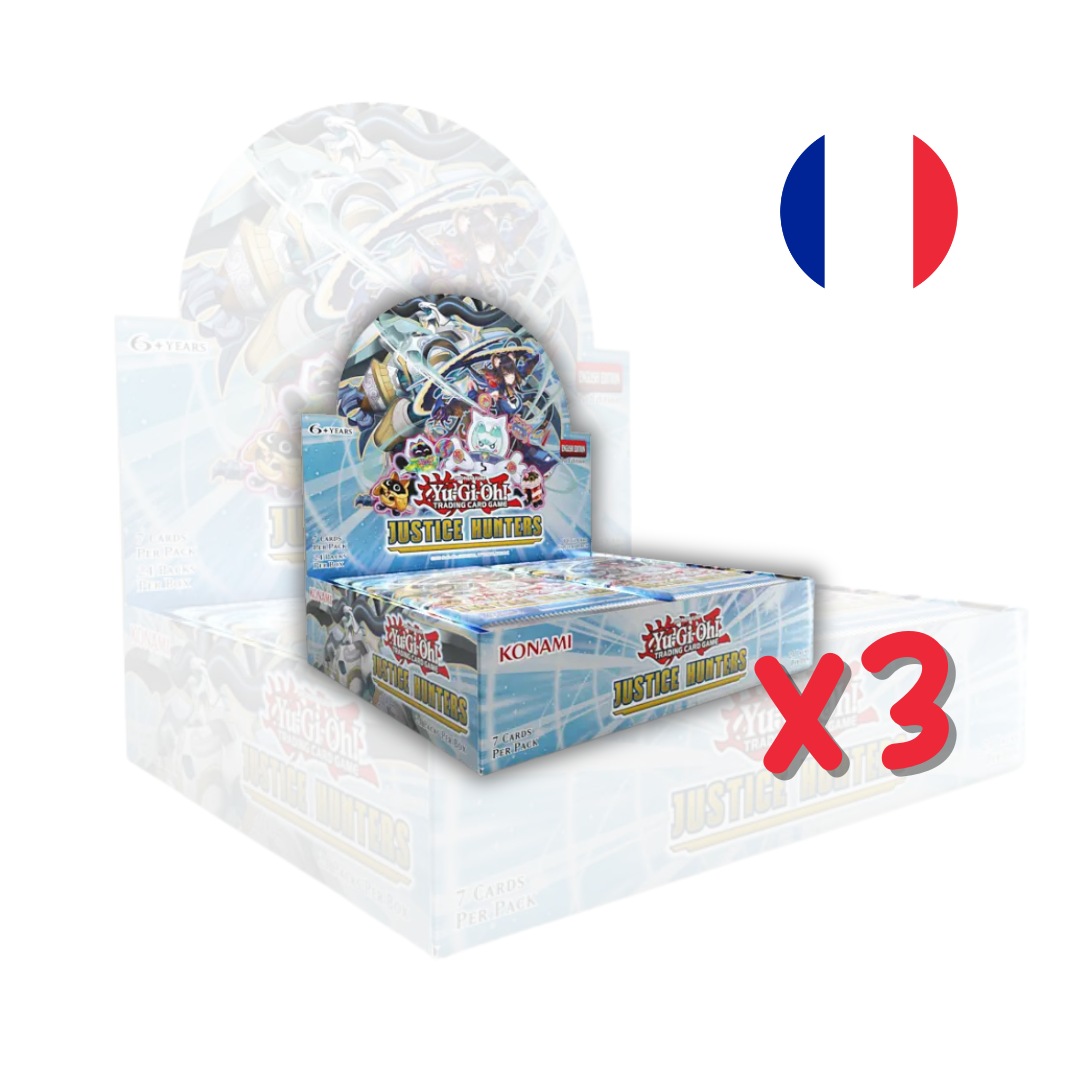 PRECOMMANDES - X3 Boites de 24 boosters Justice Hunters (JUSH) Yu Gi Oh - Fr
